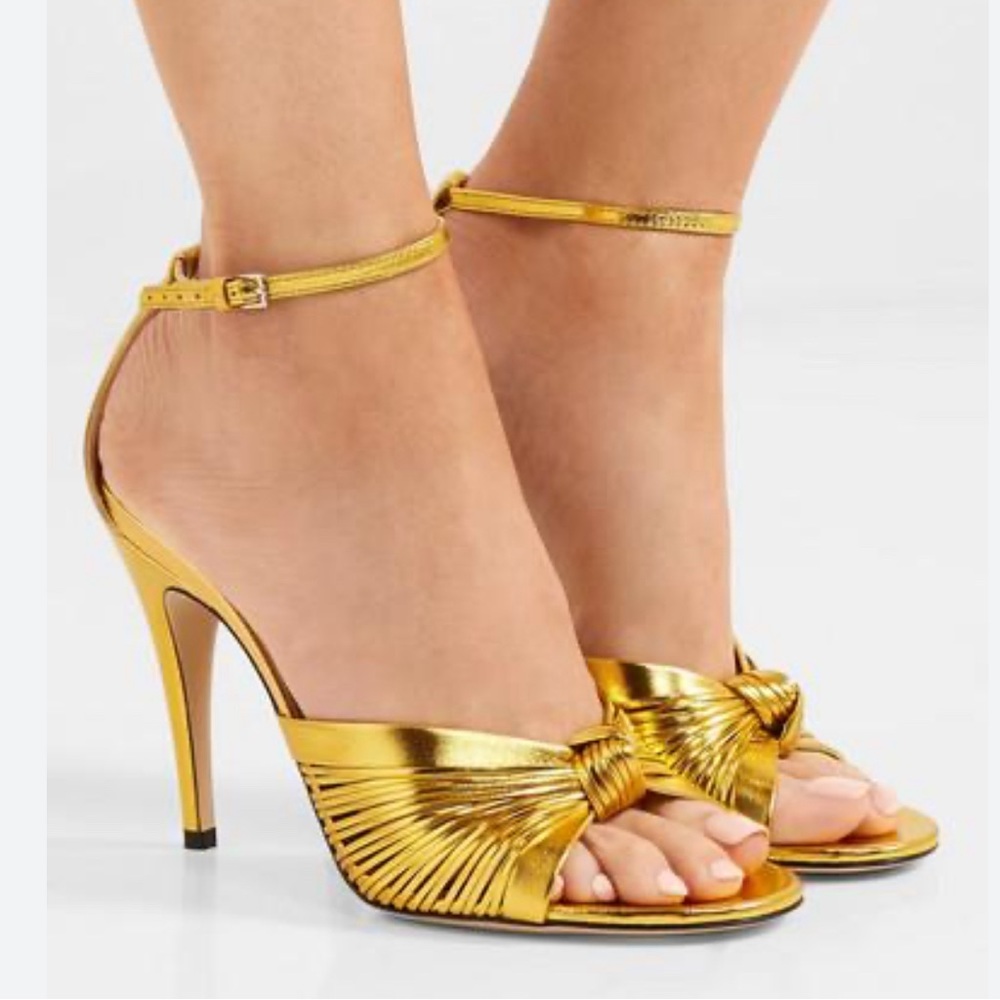 Gucci Crawford gold heels, comfortable, look beautiful w/black dress